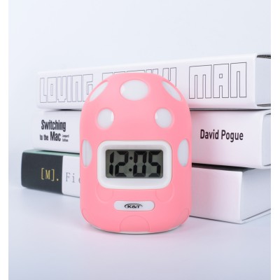 Plastic Glowing 7 Led Color Change Digital Pink Silicon Girls Table  Alarm Clock