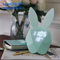 New rechargeable cute bunny digital alarm clock with magnetic